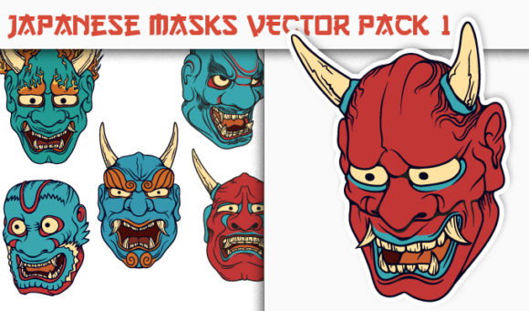 Japanese Masks Vector Pack 1