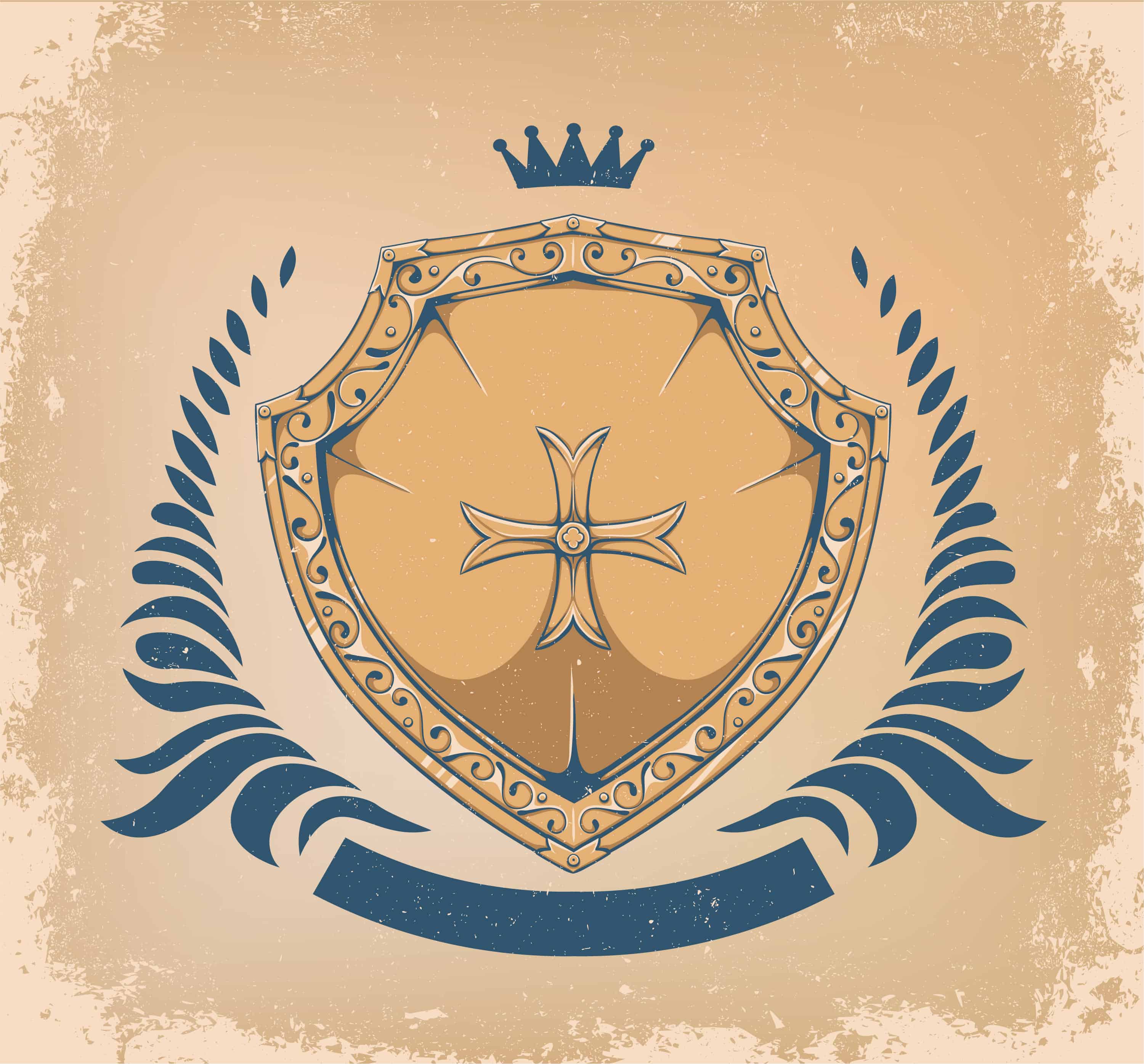 Vector Vintage Emblem With Shield Designious