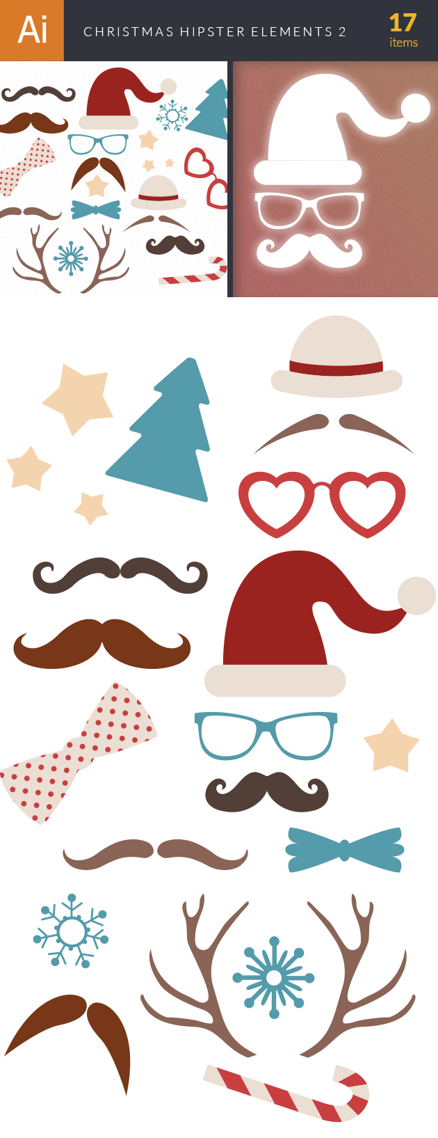 Christmas Hipster Elements Vector Set 2 33