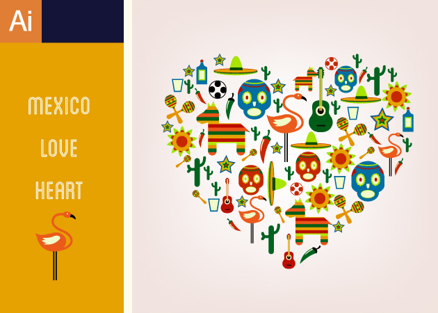 Mexico Heart Vector Set 1 - Designious