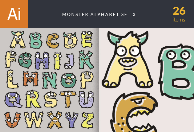 Download Monster Alphabet Set 3 - Designious