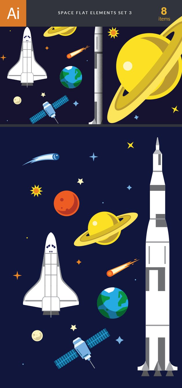 Space Flat Icon Vector Set 3 15