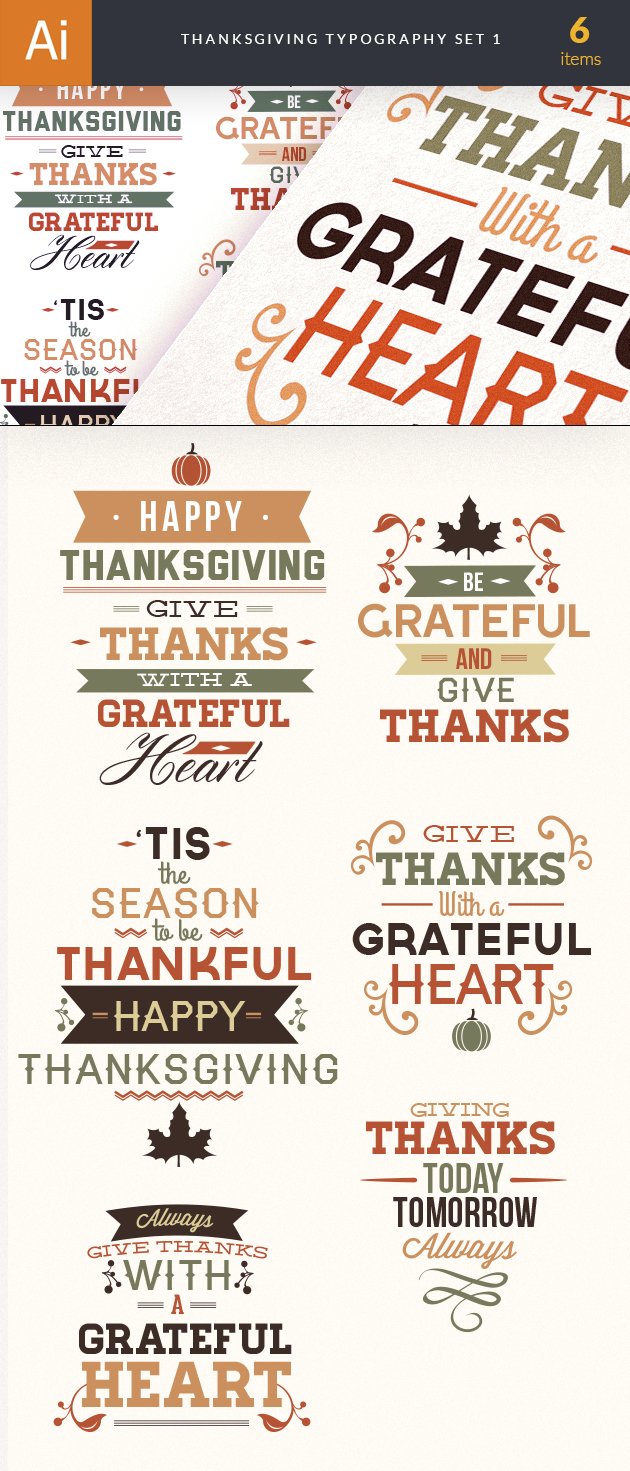 Thanksgiving Typography Vector Set 1 9