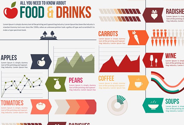 Food and Drinks Infographic Vector Set - Designious