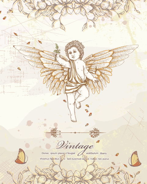 Kid Vector Design Angel Floral Vector Illustration - Designious