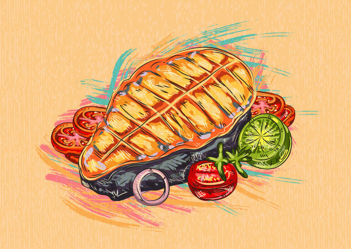 Lovely Cooked Vector Cooked Fish Vector Illustration Designious