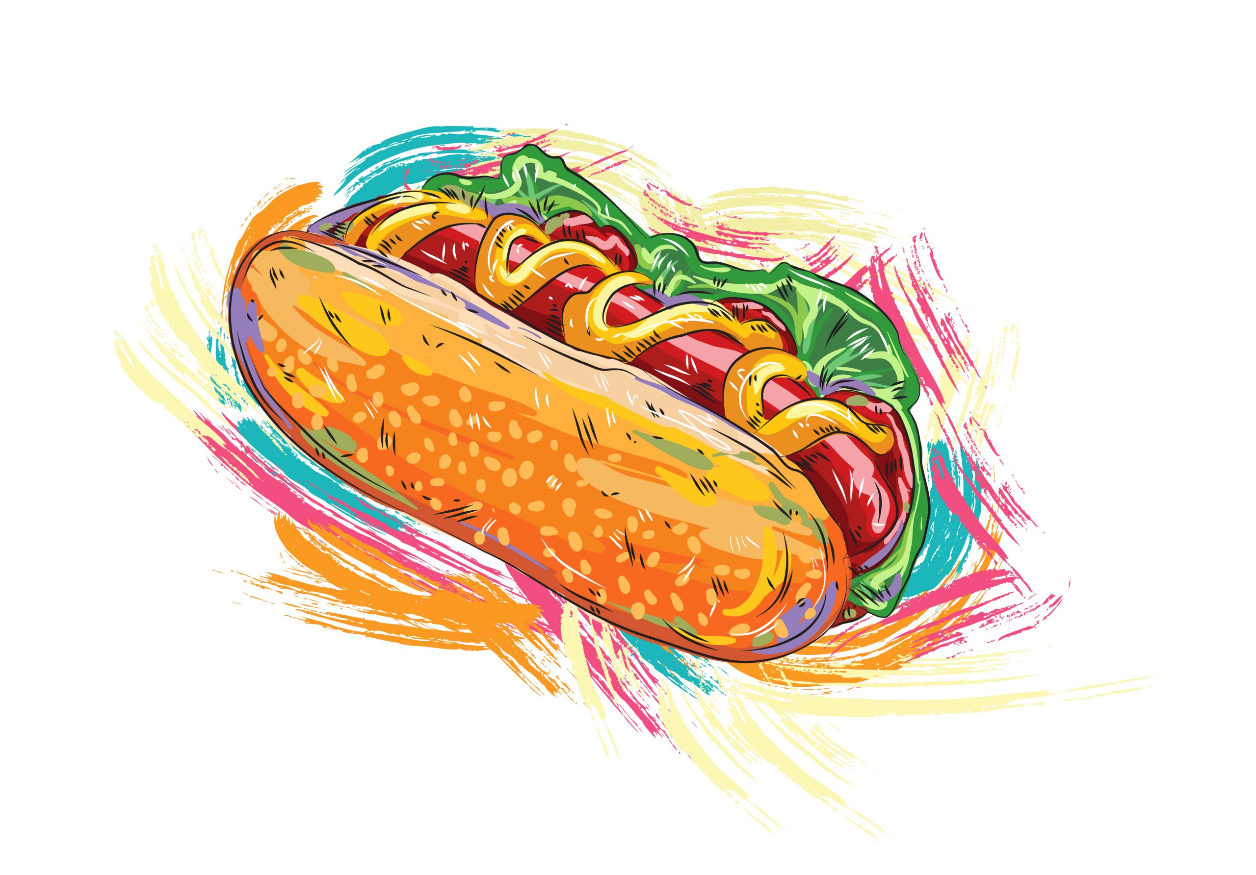 Illustration Vector Artwork Hot Dog Vector Illustration - Designious