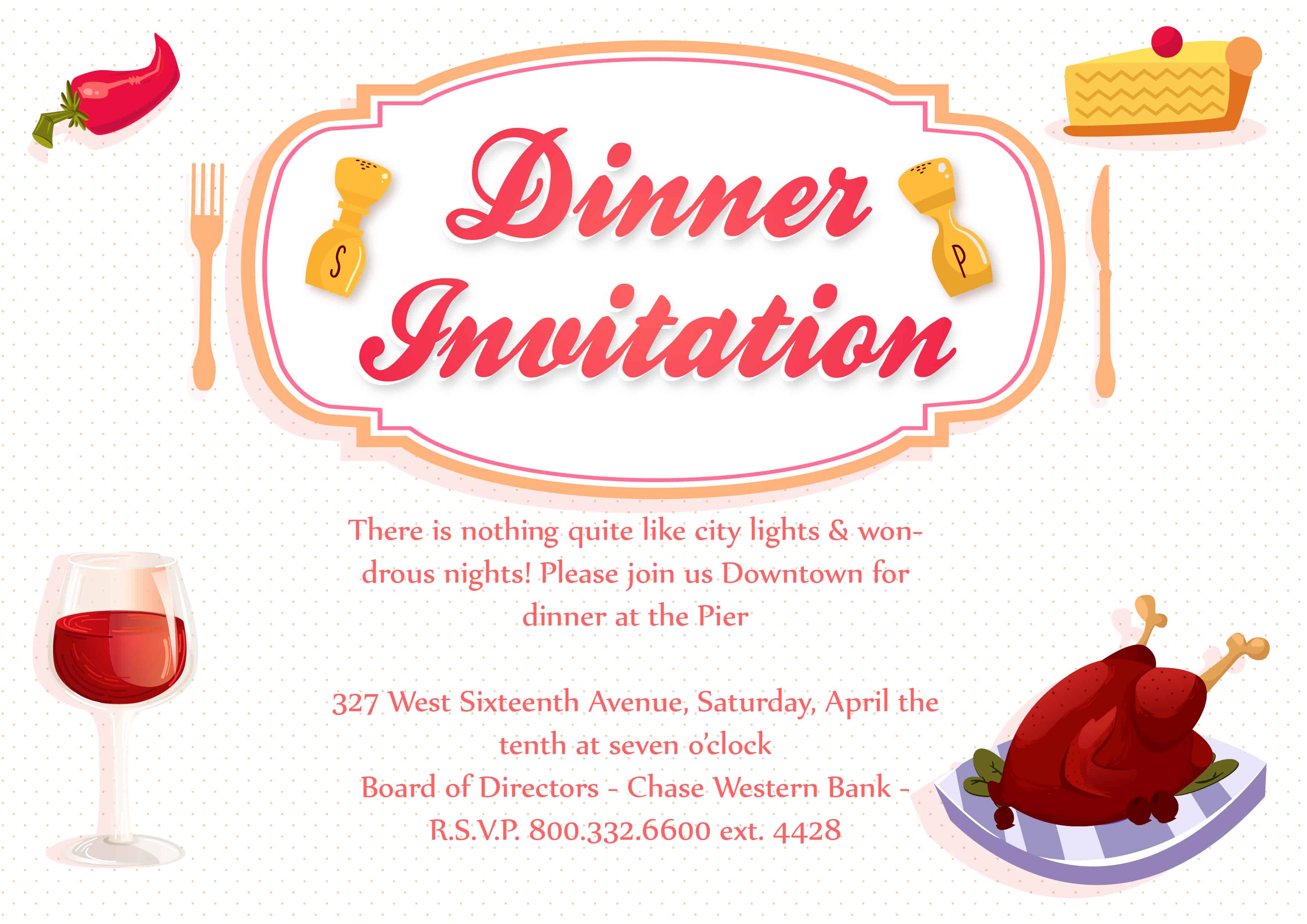 Dinner Party Vector Invitation Template - Designious
