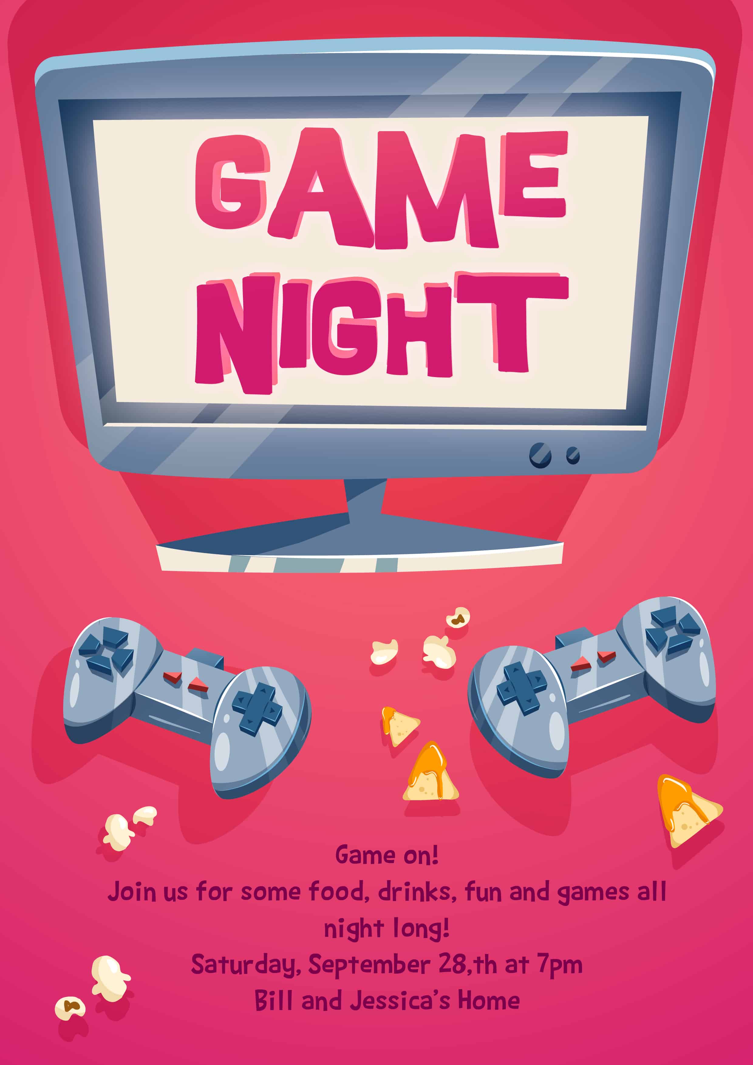Game Night Vector Invitation Template Designious