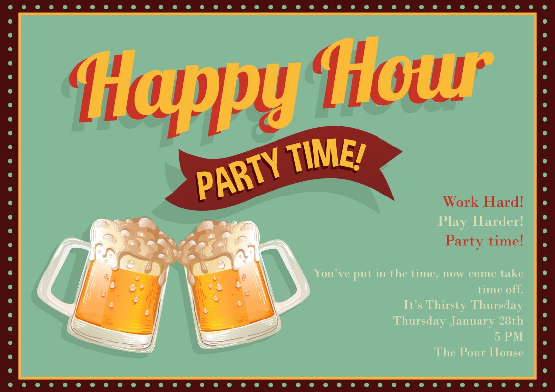 New Template Vector Art Happy Hour Vector Art Invitation Template Designious