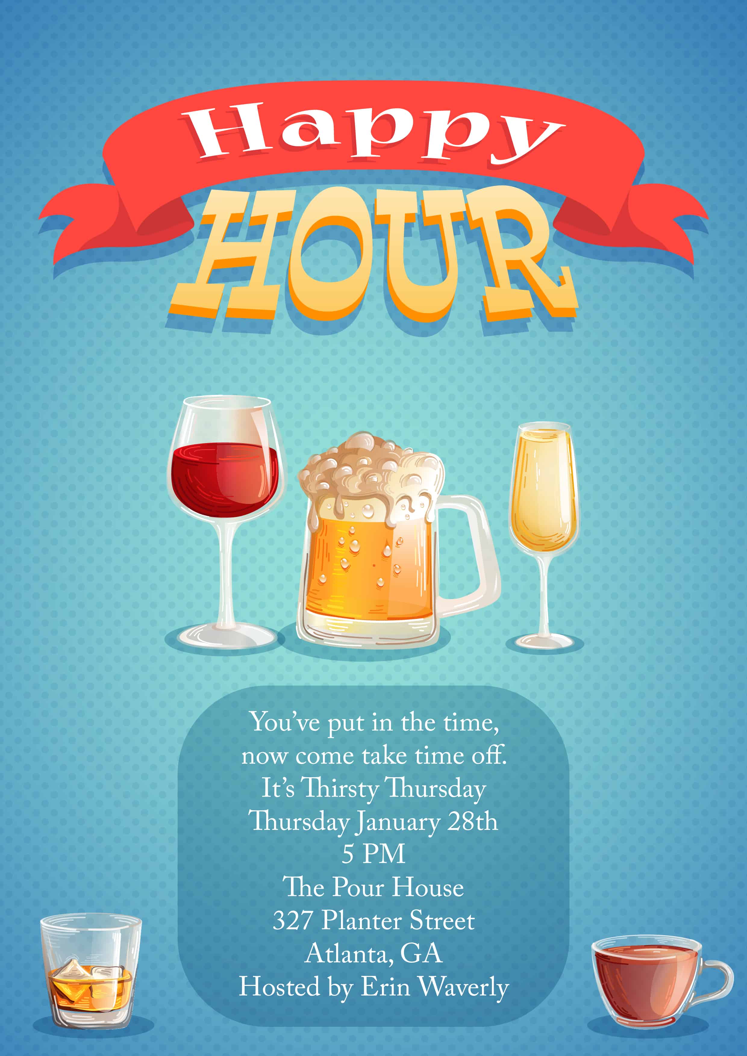 Happy Hour Vector Invitation Template Designious