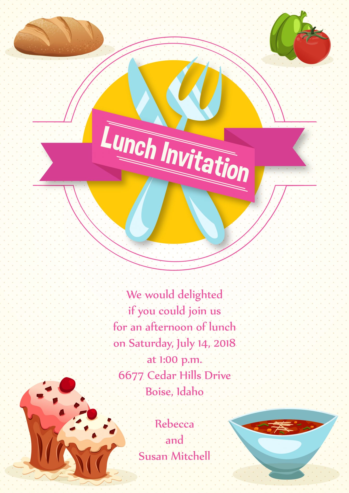 Amazing Invitation Vector: Lunch Invitation Vector Invitation Template