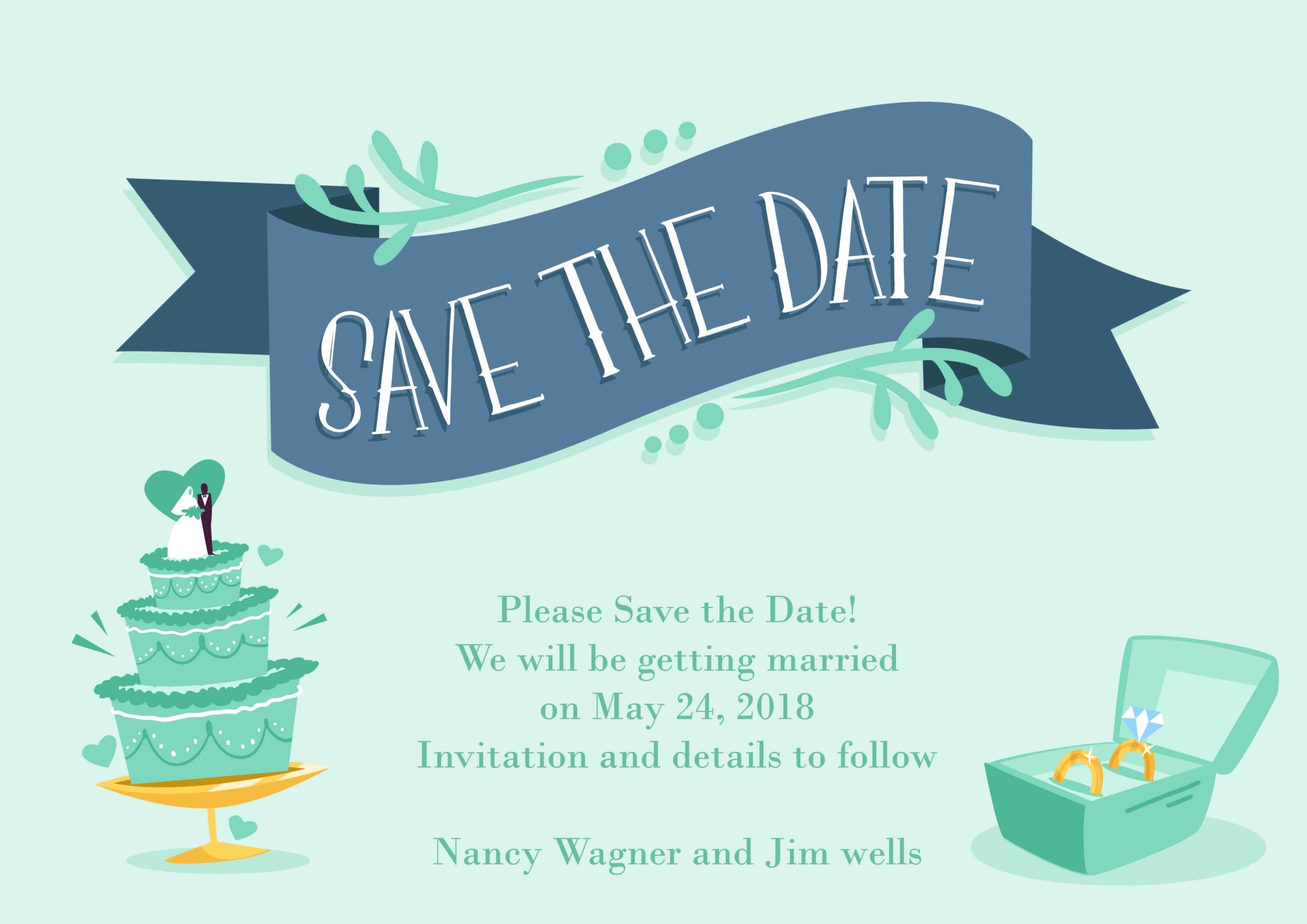 Buy Date Vector Image: Save The Date Vector Image Invitation Template