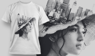 Double Exposure City | T-shirt Design Template 2714